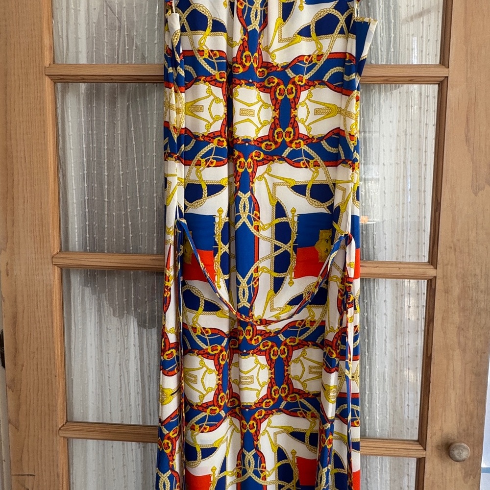 Tyler Boe Colorful Chain Print Midi Dress